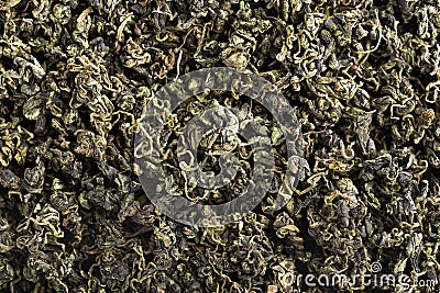 Dry gynostemma pentaphyllum leaf blackground. Jiaogulan or Miracle grass. Chinese herbal tea. Top view. Stock Photo