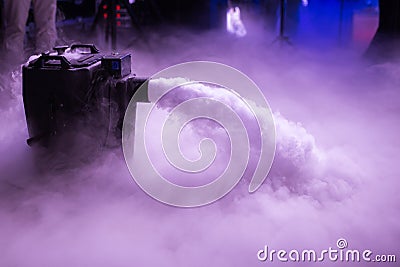 Dry ice low fog machine with hands on for wedding first dance in restaurants Stock Photo