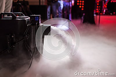 Dry ice low fog machine with hands on for wedding first dance in restaurants Stock Photo