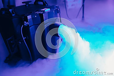 Dry ice low fog machine with hands on for wedding first dance in restaurants Stock Photo