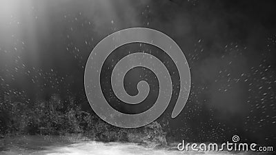 Dry ice smoke clouds fog floor texture. Perfect spotlight mist effect on isolated black background. Design element Stock Photo