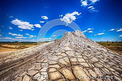 Dry little volcano mud Stock Photo
