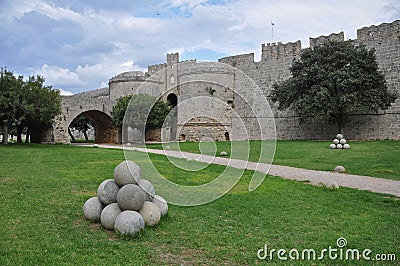 The dry moat Rhodes Stock Photo