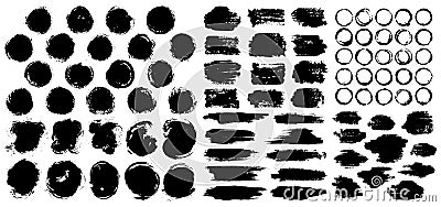 Dry paint stains brush stroke backgrounds set. Vector Illustration