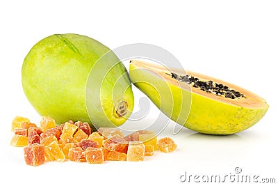 Dry papaya isolated on white Stock Photo