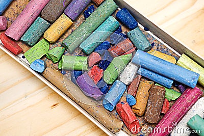 Dry pastels set of crayons Stock Photo