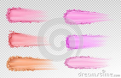 Dry powder, skin foundation smears, brush strokes Vector Illustration