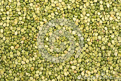 Dry, raw green peas, top view Stock Photo