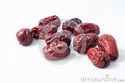 Dry red jujubes Stock Photo