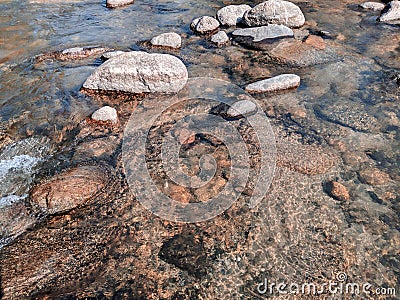 Dry round and soft river rocks. Stock Photo