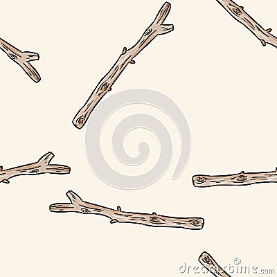 Dry rustic tree branches doodles seamless pattern. Boho image of sticks emplate texture background tile Vector Illustration