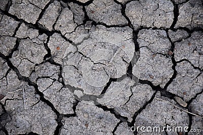 Dry soil abstract background. Drought. Gray dry soil. Soil background. Cracked soil background. Earth pattern. Soil texture. Crack Stock Photo