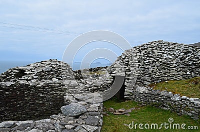 Dry-Stone Beehive Huts in Ireland Stock Photo