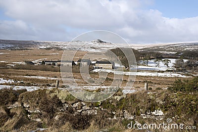Dry stone wall and Dartmoor landscape England UK Editorial Stock Photo