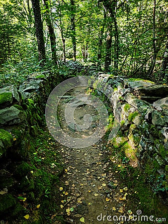 Dry stone wall in Dunzio, Vallemaggia, Switzerland Stock Photo