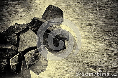 Dry Stone Wall in Vintage Sepia Stock Photo