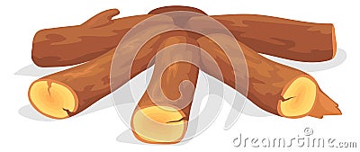 Dry timber logs. Cartoon bonfire wood stack Vector Illustration
