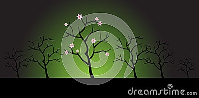 Dry Tree In Bloom Vector Illustration