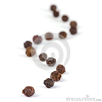 Dryed Black Pepper on white background. Stock Photo