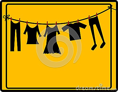 Drying clothes Vector Illustration