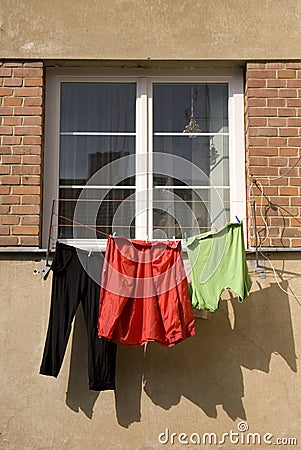Drying clothes Stock Photo