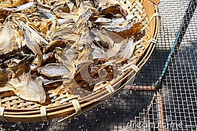drying fish is process to preserving food. Stock Photo