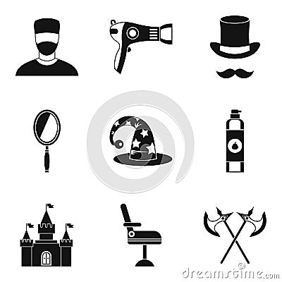 Drying hair icons set, simple style Vector Illustration