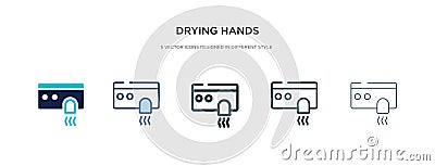 Drying hands icon in different style vector illustration. two colored and black drying hands vector icons designed in filled, Vector Illustration