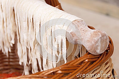 Drying homemade pasta Stock Photo