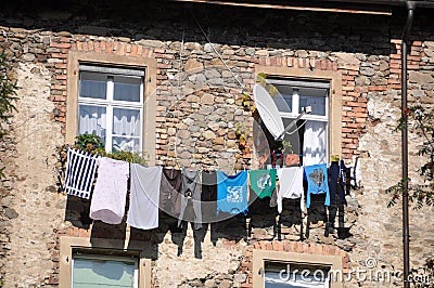 Drying laundry Stock Photo