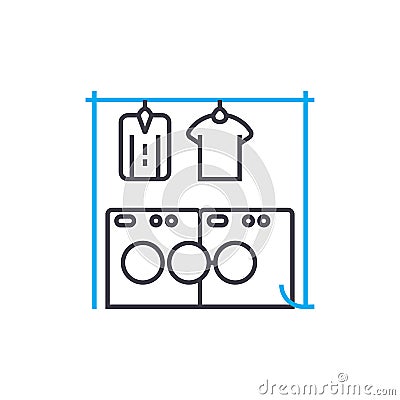 Drying of linen linear icon concept. Drying of linen line vector sign, symbol, illustration. Vector Illustration