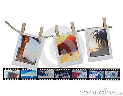 Drying Traveling Photos with a Film: Sea at sunset Stock Photo