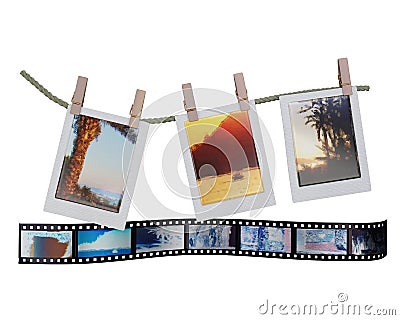 Drying Traveling Photos with a Film: Sea at sunset Stock Photo