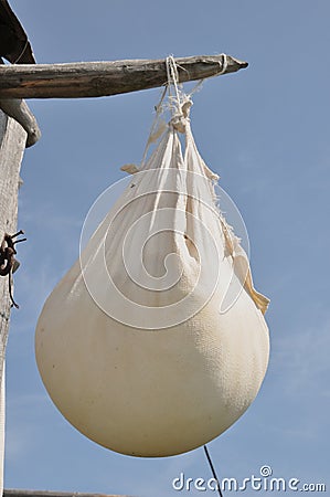 Drying traditional cheese Stock Photo