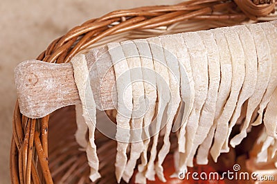 Drying traditional homemade pasta Stock Photo