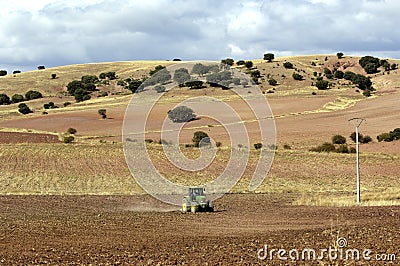 Dryland farming landscape near the village of Molina de Aragon, Castle-Leon, Spain Editorial Stock Photo