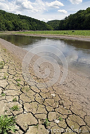 Dryness, drying river Stock Photo