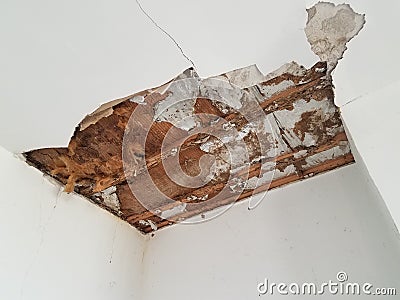 Drywall and ceiling damage Stock Photo