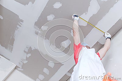 Drywall Measurement Stock Photo