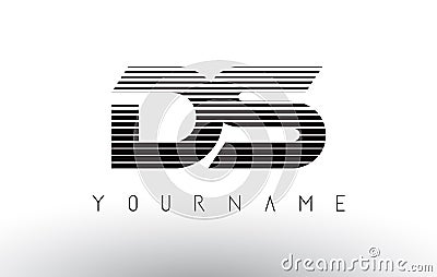 DS Black and White Horizontal Stripes Letter Logo. Vector Illustration