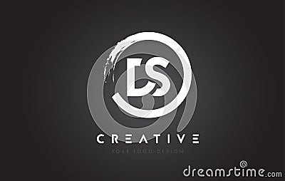 DS Circular Letter Logo with Circle Brush Design and Black Background. Vector Illustration