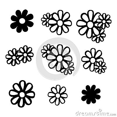 DS036 Daisy Line Vector Illustration