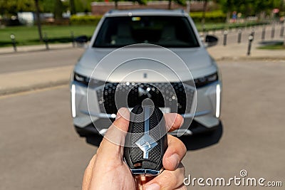 DS 7 E-Tense Car Key Editorial Stock Photo