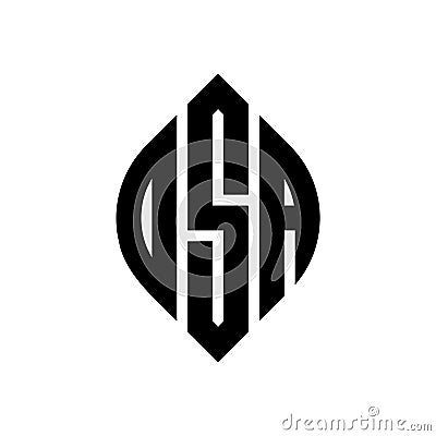 DSA circle letter logo design with circle and ellipse shape. DSA ellipse letters with typographic style. The three initials form a Vector Illustration