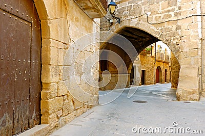 Cozy streets of typical Spanish villages Valderrobres, province of Teruel, Aragon Stock Photo