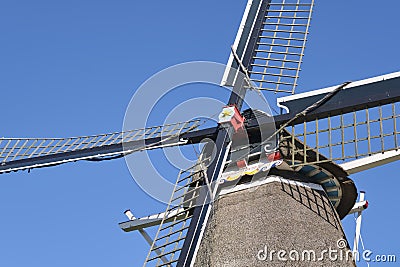 The head of the 19th century Vrouwbuurstermolen inVrouwenparochie Stock Photo