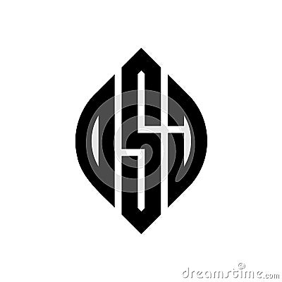 DSJ circle letter logo design with circle and ellipse shape. DSJ ellipse letters with typographic style. The three initials form a Vector Illustration