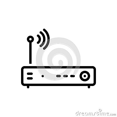 Black line icon for Dsl, internet and device Vector Illustration