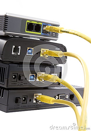 DSL modems Stock Photo