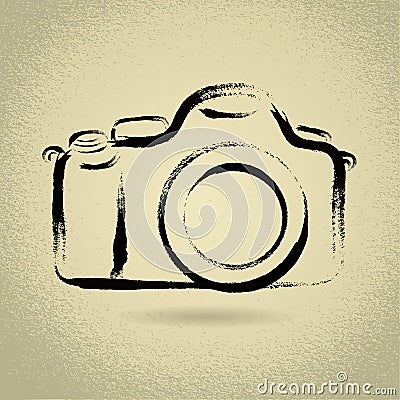 DSLR Camera with Brushwork Vector Illustration